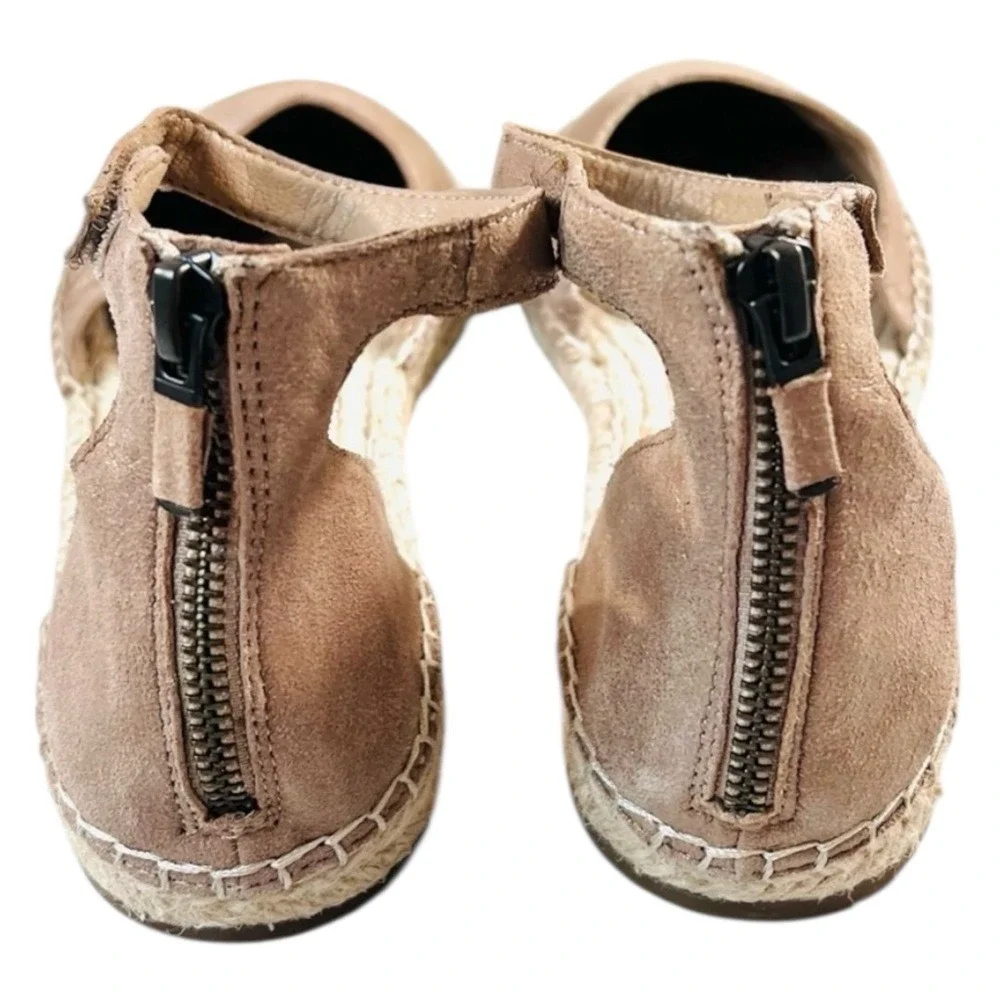 Eileen Fisher Lala Espadrille Flat Sandal, Leather, Metallic Tan,‎ Size 8.5